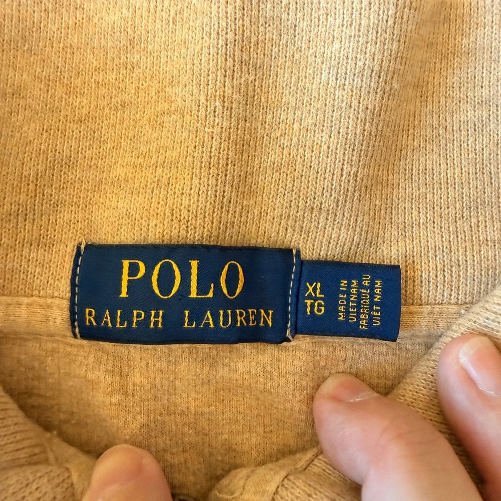 Polo Ralph Lauren Men's Tan 1/4 Zip Sweater Size XL